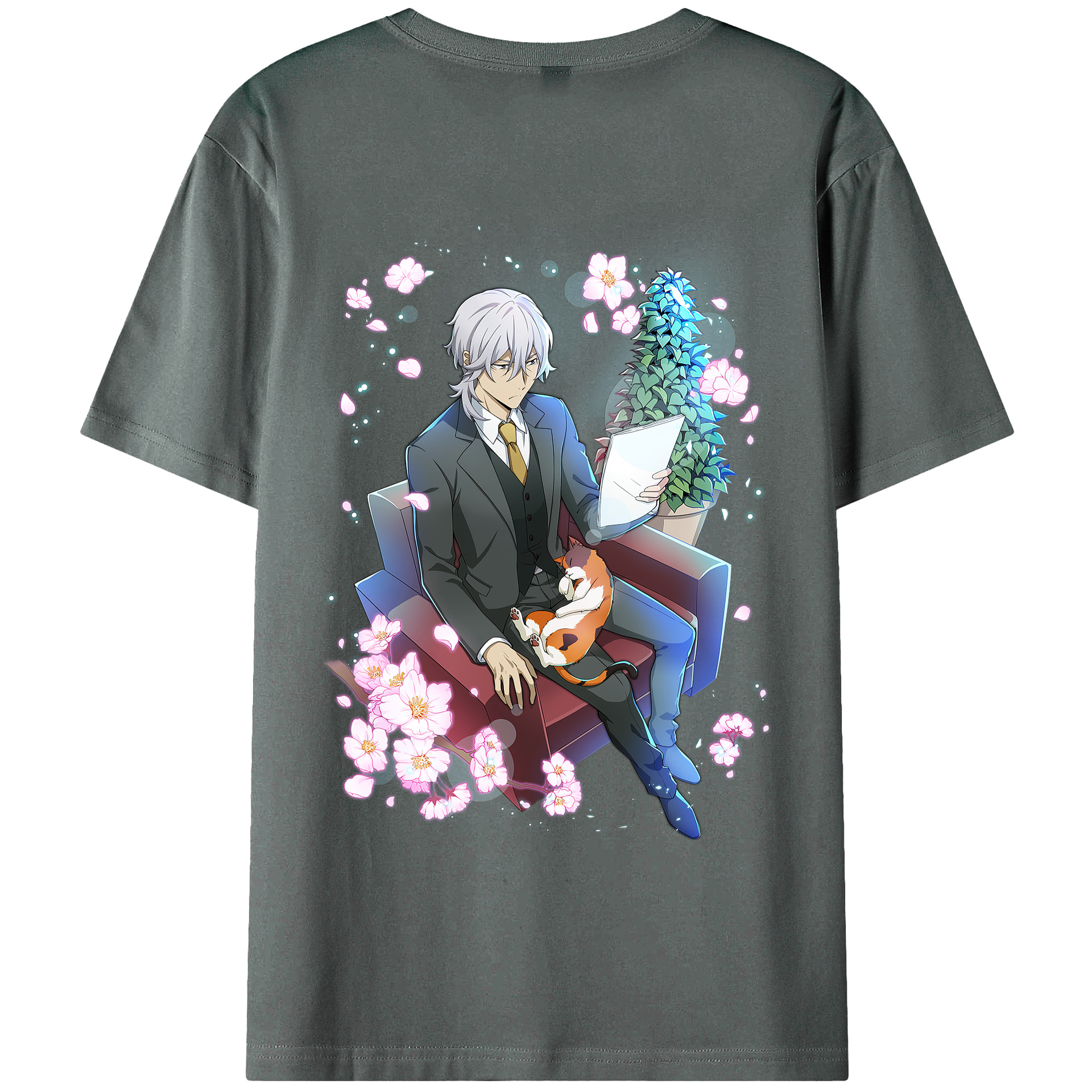 （画像用） 文豪ストレイドッグス Bungo Stray Dogs 綿100％ メンズ半袖Tシャツ（バックプリント） 通気性